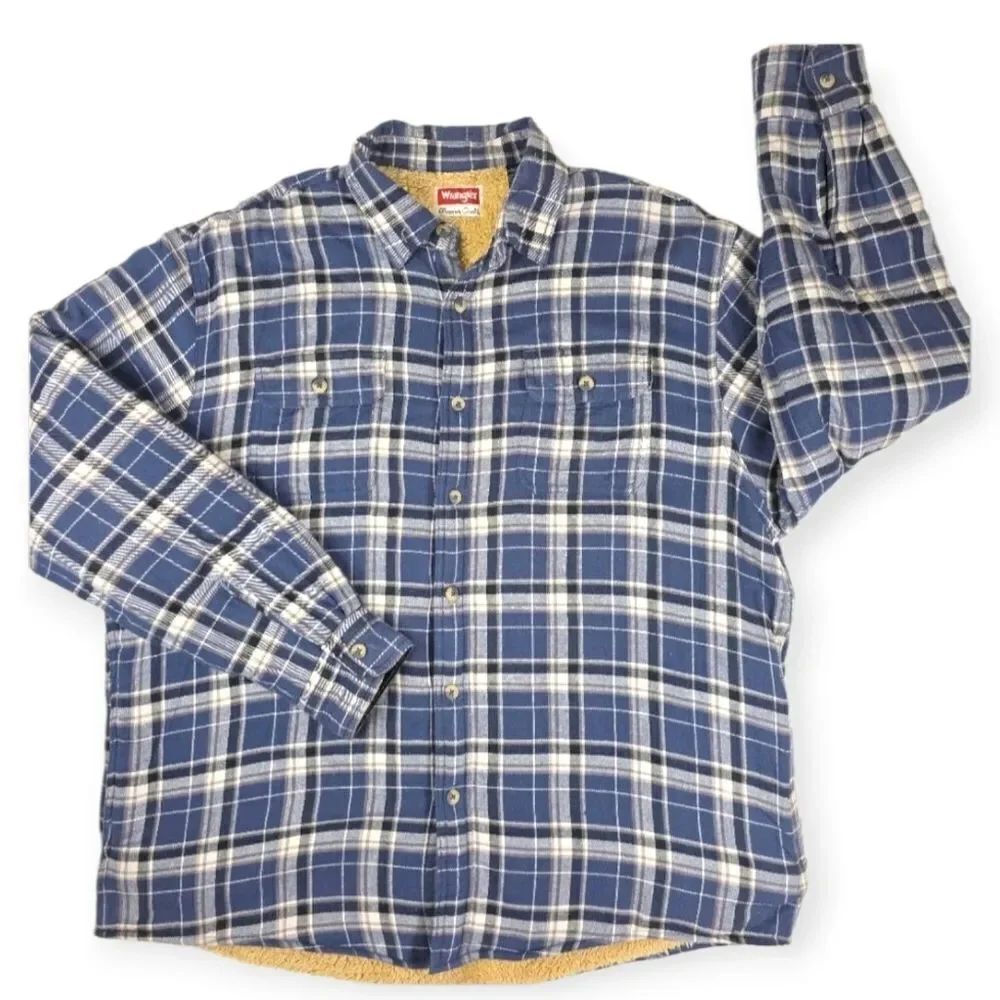 Wrangler Sherpa Lined Flannel Jacket Size XXL